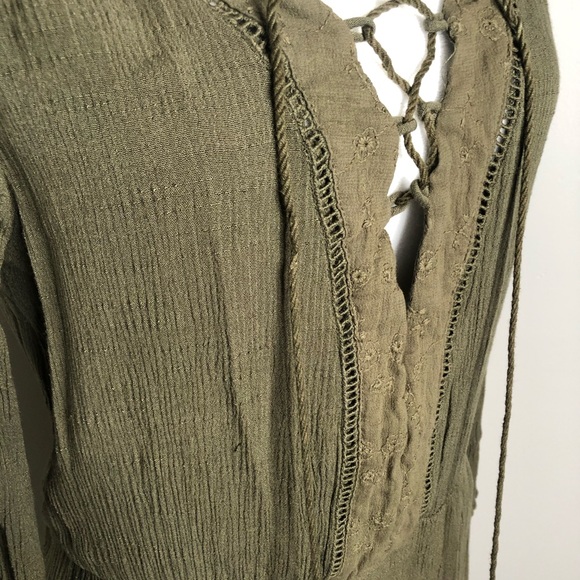 Olive Green Lace Up Tunic Top Dress from Macy’s - Picture 2 of 4